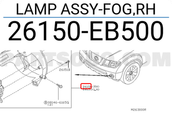 Nissan 26150EB500 LAMP ASSY-FOG,RH