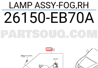 Nissan 26150EB70A LAMP ASSY-FOG,RH
