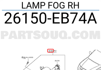 Nissan 26150EB74A LAMP FOG RH