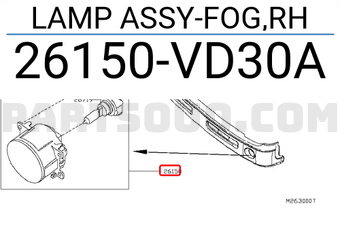 Nissan 26150VD30A LAMP ASSY-FOG,RH