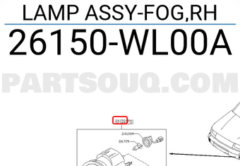 Nissan 26150WL00A LAMP ASSY-FOG,RH