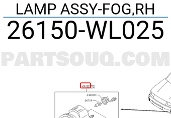 Nissan 26150WL025 LAMP ASSY-FOG,RH