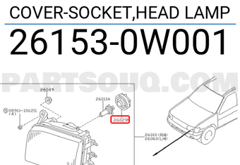 Nissan 261530W001 COVER-SOCKET,HEAD LAMP