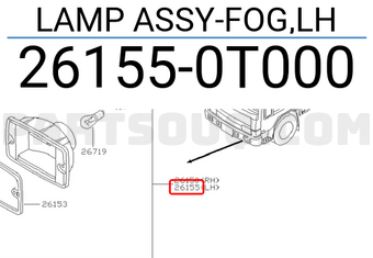 Nissan 261550T000 LAMP ASSY-FOG,LH