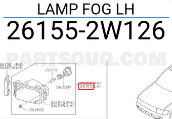 Nissan 261552W126 LAMP FOG LH