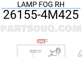 Nissan 261554M425 LAMP FOG RH