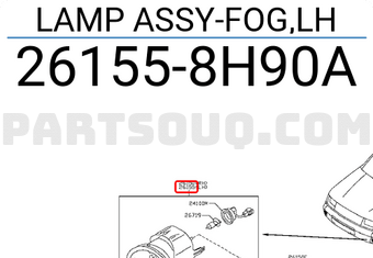Nissan 261558H90A LAMP ASSY-FOG,LH