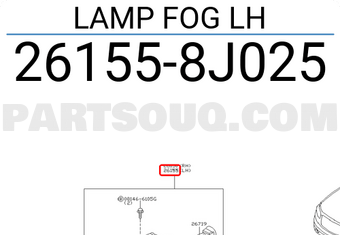 Nissan 261558J025 LAMP FOG LH