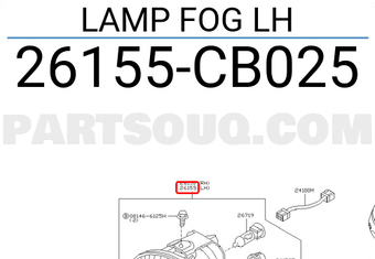 Nissan 26155CB025 LAMP FOG LH