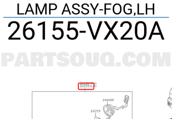 Nissan 26155VX20A LAMP ASSY-FOG,LH