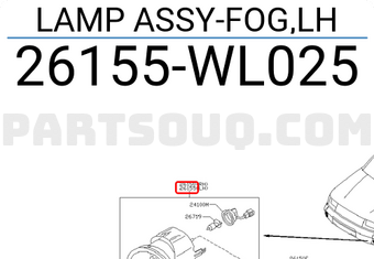 Nissan 26155WL025 LAMP ASSY-FOG,LH