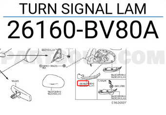 Nissan 26160BV80A TURN SIGNAL LAM