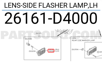 Nissan 26161D4000 LENS-SIDE FLASHER LAMP,LH