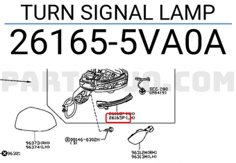 Nissan 261655VA0A TURN SIGNAL LAMP