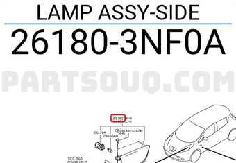Nissan 261803NF0A LAMP ASSY-SIDE