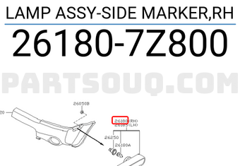 Nissan 261807Z800 LAMP ASSY-SIDE MARKER,RH
