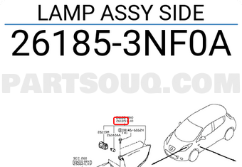 Nissan 261853NF0A LAMP ASSY SIDE