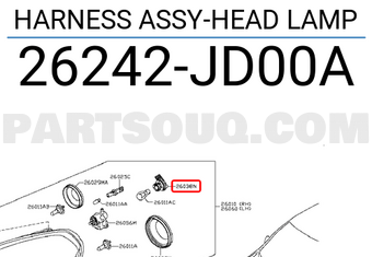 Nissan 26242JD00A HARNESS ASSY-HEAD LAMP