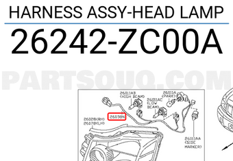 Nissan 26242ZC00A HARNESS ASSY-HEAD LAMP