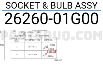 Nissan 2626001G00 SOCKET & BULB ASSY