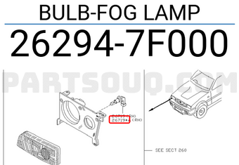 Nissan 262947F000 BULB-FOG LAMP
