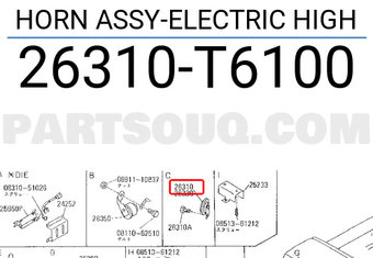 Nissan 26310T6100 HORN ASSY-ELECTRIC HIGH
