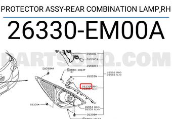 Nissan 26330EM00A PROTECTOR ASSY-REAR COMBINATION LAMP,RH