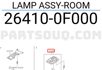 Nissan 264100F000 LAMP ASSY-ROOM