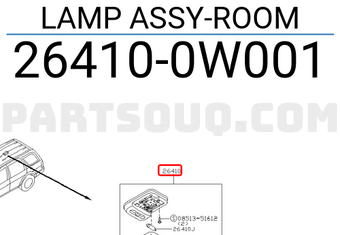 Nissan 264100W001 LAMP ASSY-ROOM