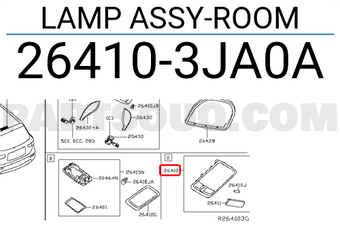 Nissan 264103JA0A LAMP ASSY-ROOM