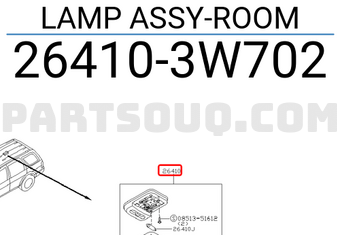 Nissan 264103W702 LAMP ASSY-ROOM