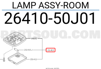 Nissan 2641050J01 LAMP ASSY-ROOM