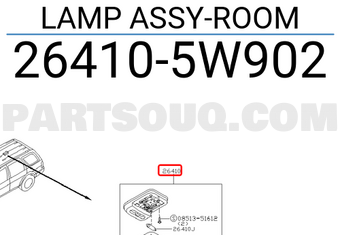 Nissan 264105W902 LAMP ASSY-ROOM