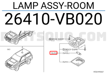 Nissan 26410VB020 LAMP ASSY-ROOM