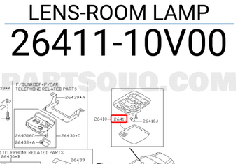 Nissan 2641110V00 LENS-ROOM LAMP