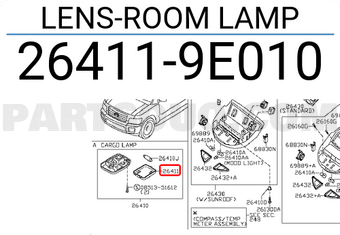 Nissan 264119E010 LENS-ROOM LAMP