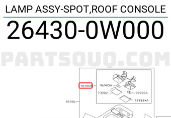 Nissan 264300W000 LAMP ASSY-SPOT,ROOF CONSOLE