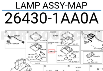 Nissan 264301AA0A LAMP ASSY-MAP