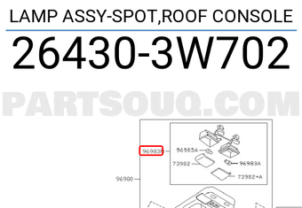 Nissan 264303W702 LAMP ASSY-SPOT,ROOF CONSOLE