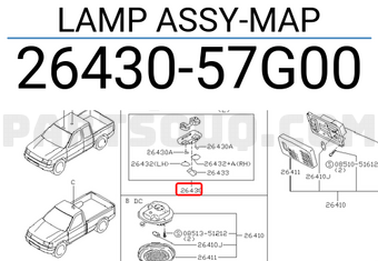 Nissan 2643057G00 LAMP ASSY-MAP