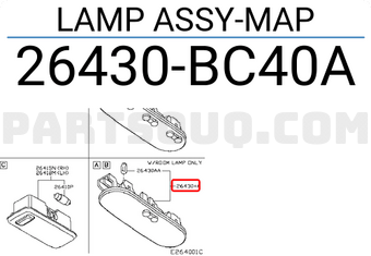 Nissan 26430BC40A LAMP ASSY-MAP