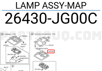 Nissan 26430JG00C LAMP ASSY-MAP