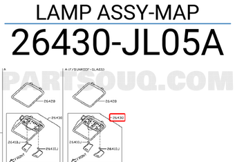 Nissan 26430JL05A LAMP ASSY-MAP