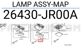 Nissan 26430JR00A LAMP ASSY-MAP