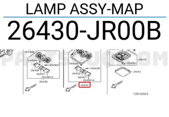 Nissan 26430JR00B LAMP ASSY-MAP