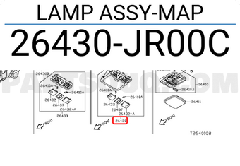 Nissan 26430JR00C LAMP ASSY-MAP