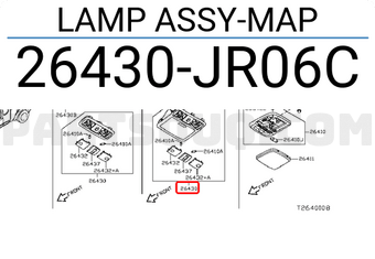 Nissan 26430JR06C LAMP ASSY-MAP