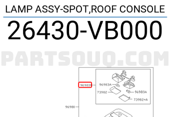 Nissan 26430VB000 LAMP ASSY-SPOT,ROOF CONSOLE