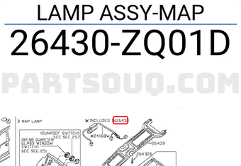 Nissan 26430ZQ01D LAMP ASSY-MAP