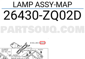 Nissan 26430ZQ02D LAMP ASSY-MAP